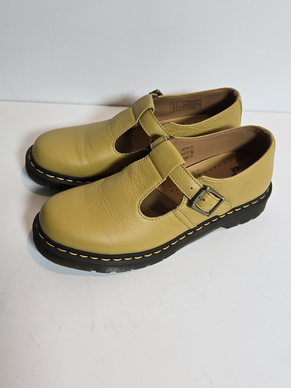 Dr. Martens Yellow Leather Polley Mary Jane Shoes